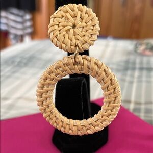 Woven Rattan Hoop Earrings